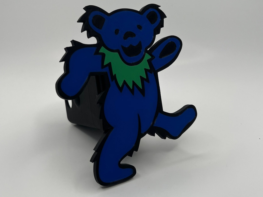Grateful Dead Dancing Bear Blue Hitch Cover, 3D Printed Full Color, Great Gift for the Grateful