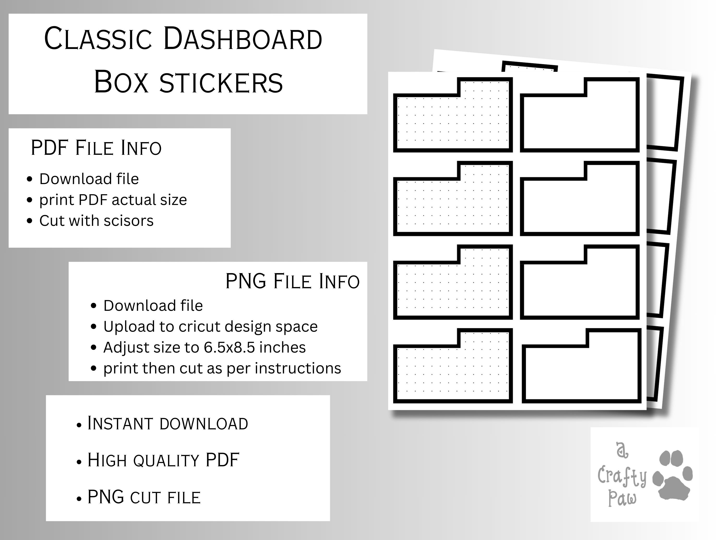 Black Planner Stickers: Classic Dashboard Box Set (A4 PDF & PNG) - Etsy