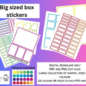 Colorful Planner Sticker Bundle - 96 Pages of Functional Shapes - Instant Download for A4 Planners - DIY Crafting