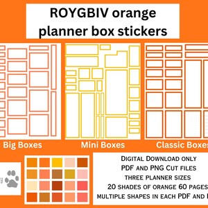 Orange Planner Stickers: Functional Boxes for Happy Planners (Digital Download)