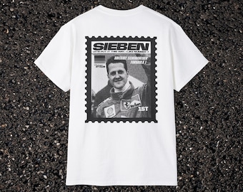 T-shirt Michael Schumacher Heritage: maglietta da corsa F1 in stile retrò
