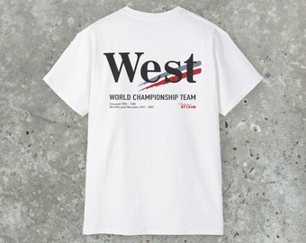Camiseta vintage de F1 de West Racing: Camiseta AMG de automovilismo