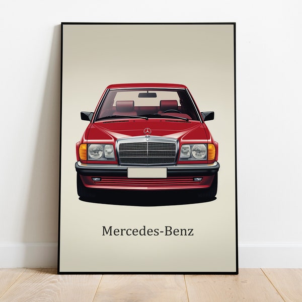 Classic Elegance Mercedes Benz W124 C180 Vintage Car Poster Vintage Car Poster Racing Poster Gift Wall Art Wall Decor Racing Mercedes Art