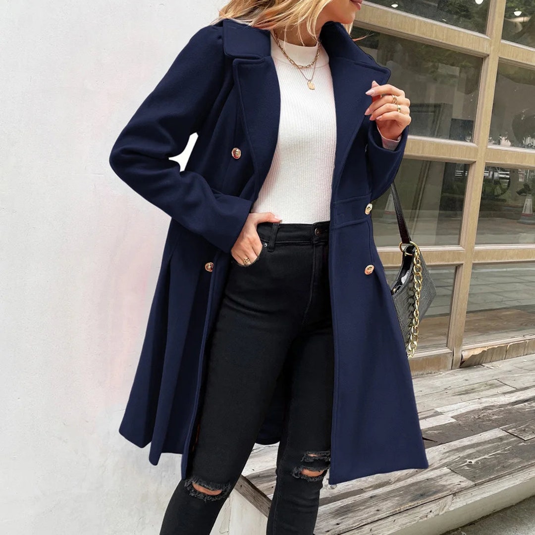 Wool Coat, Double Breasted Thick A Line Coats, Princess Coat, Swing ...