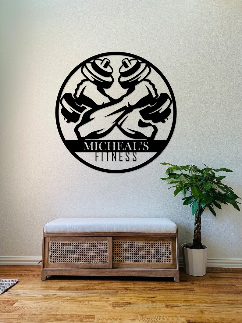 Home Gym Sign, Gym Weights Metal Sign, Personalized Home Gym Signs for ...