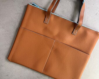 Vegan Leather Tan Tote Bag