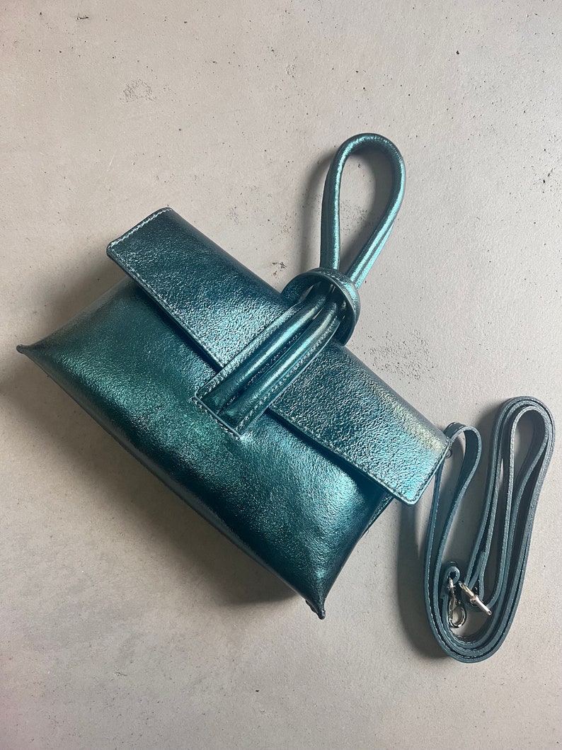 Leather Loop Handle Clutch Bag Etsy