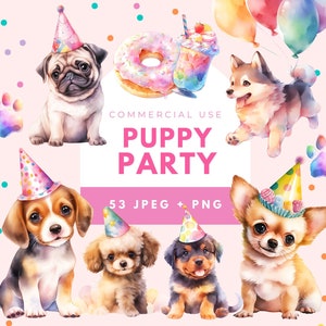 Puppy Clipart, Commercial Use Clipart, Party Clipart, Instant Download, Puppies Clip Art, Dog Clipart, Pet Clipart, Puppy Dog Pals Birthday