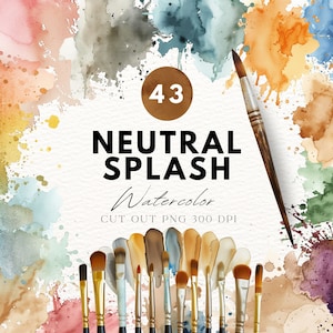 Neutral Aquarell Splatter Clipart, Erdtöne, Aquarell Spritzer, Spritzer Clipart, Pinselstriche, kommerzielle Nutzung, Farbspritzer, Kunst