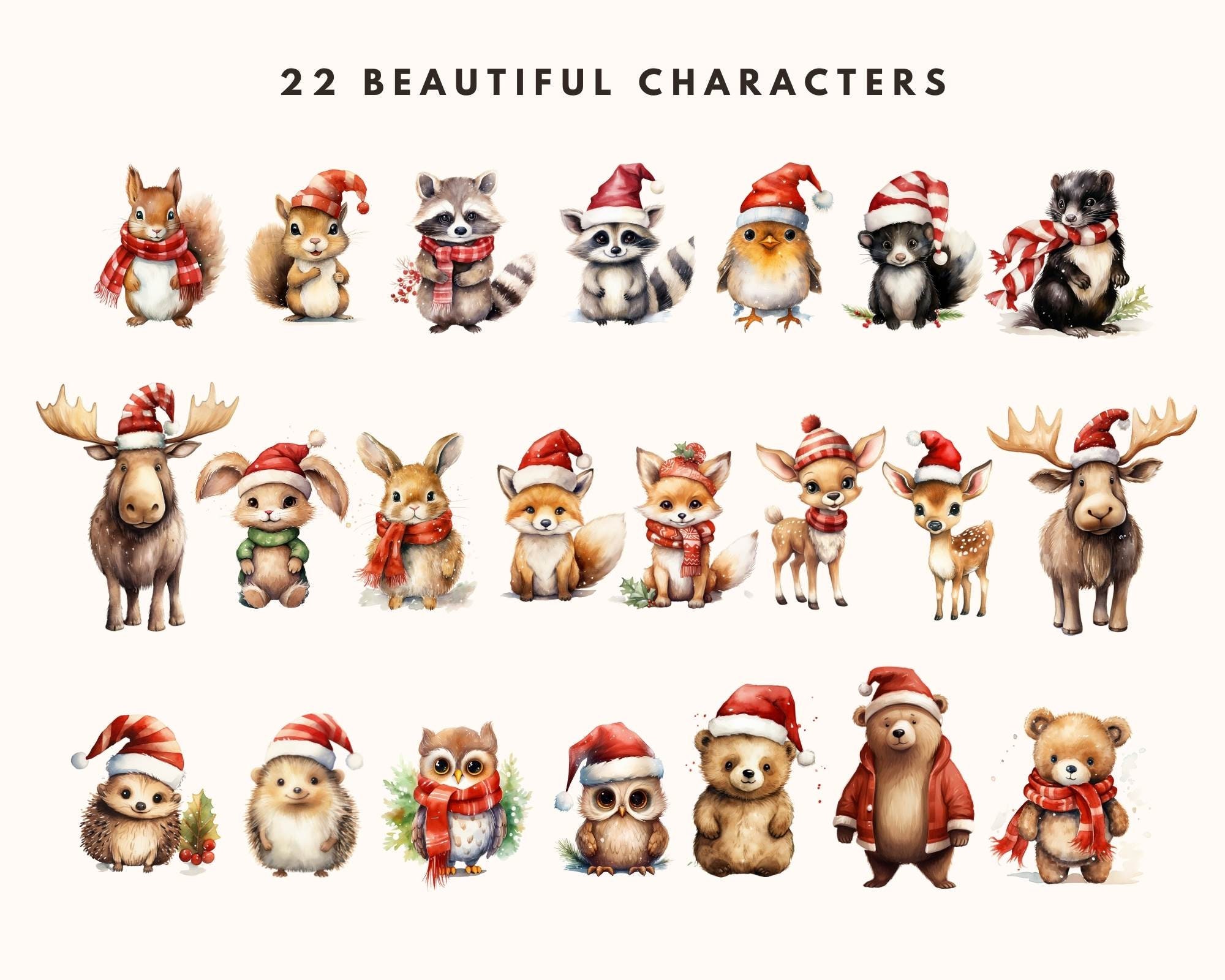 Woodland Christmas, Woodland Animals, Commercial Use for Christmas