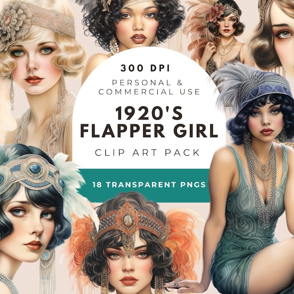 1920's Flapper Girl Png, Junk Journal, 1920's Party Clipart Flapper Girl, Art Deco Watercolor, Art Nouveau Clipart, Vintage Flapper Girl png