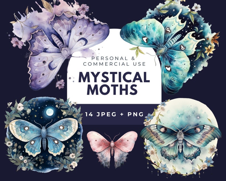 Mystical Moths Clipart, Png Moth Clipart