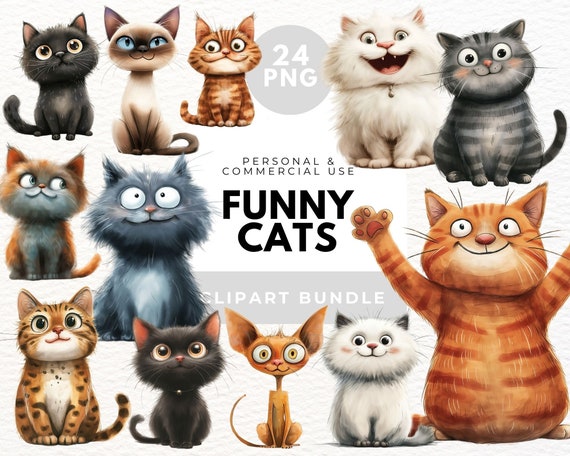 Funny Cats Clipart: Quirky Cat Portraits (PNG)