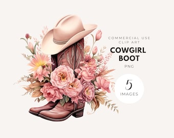 Clipart boho cowgirl-laarzen: aquarel bloemdessin. Instand downloaden