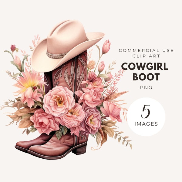 Boho Cowgirl Boots Clipart, Watercolor Cowgirl Boots, Cowgirl Hat Png, Western Boots Png, Cowgirl Boots Png, Floral boots png