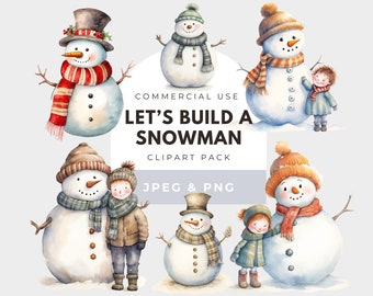 Watercolor Snowman Clipart (Digital Download)