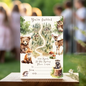 Watercolor Forest Clipart: Baby Animals, Nursery / Birthday Art (PNG Digital Download) image 10