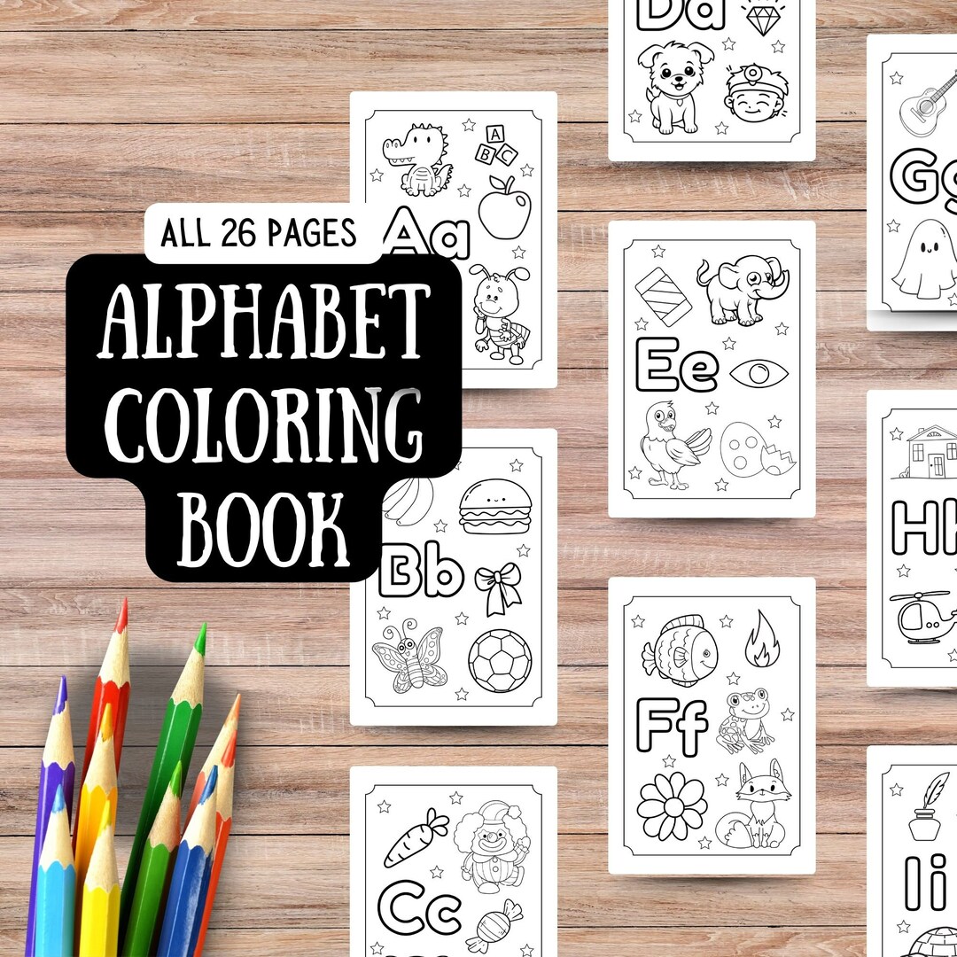 26 Alphabet Coloring Pages Kids Coloring Pages Alphabet Etsy