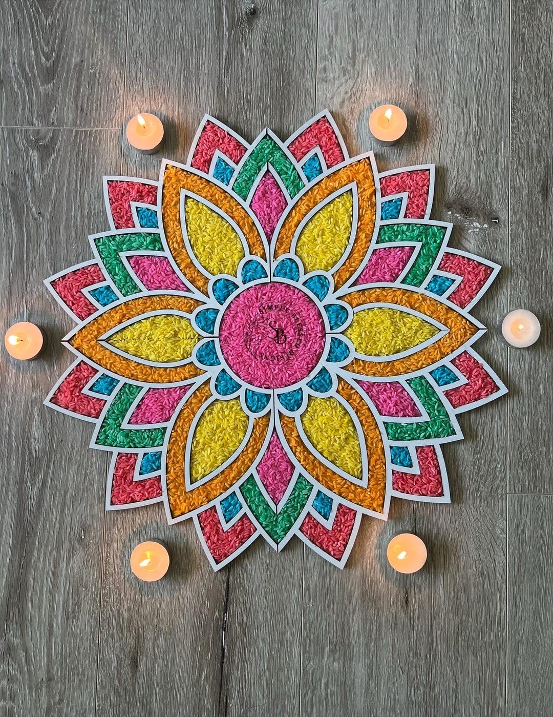Diwali Reusable Rangoli, Set of 4 Pieces, Wooden, Diwali Gift, Family ...