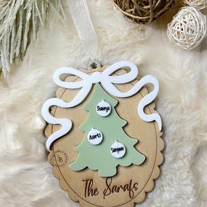 Personalized Christmas Tree Ornament, Family Names, Christmas, Wooden, Acrylic