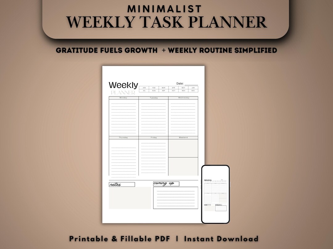 Minimalist Weekly Planner Printable: A4, US Letter (digital Download ...