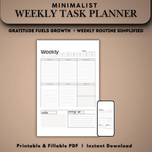 Minimalist Weekly Planner Printable: A4, US Letter (Digital Download)