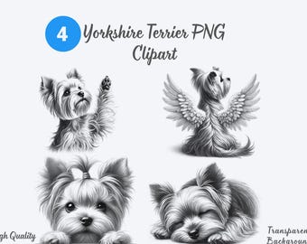 Yorkie PNG Clipart Bundle, Yorkshire Terrier Transparent Background, Puppy Graphics, Pet Lover, Digital Download