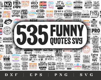 Sarkastisches SVG Bundle, 535 lustiges Zitat Designs für Cricut & Silhouette Dateien, digitaler Download