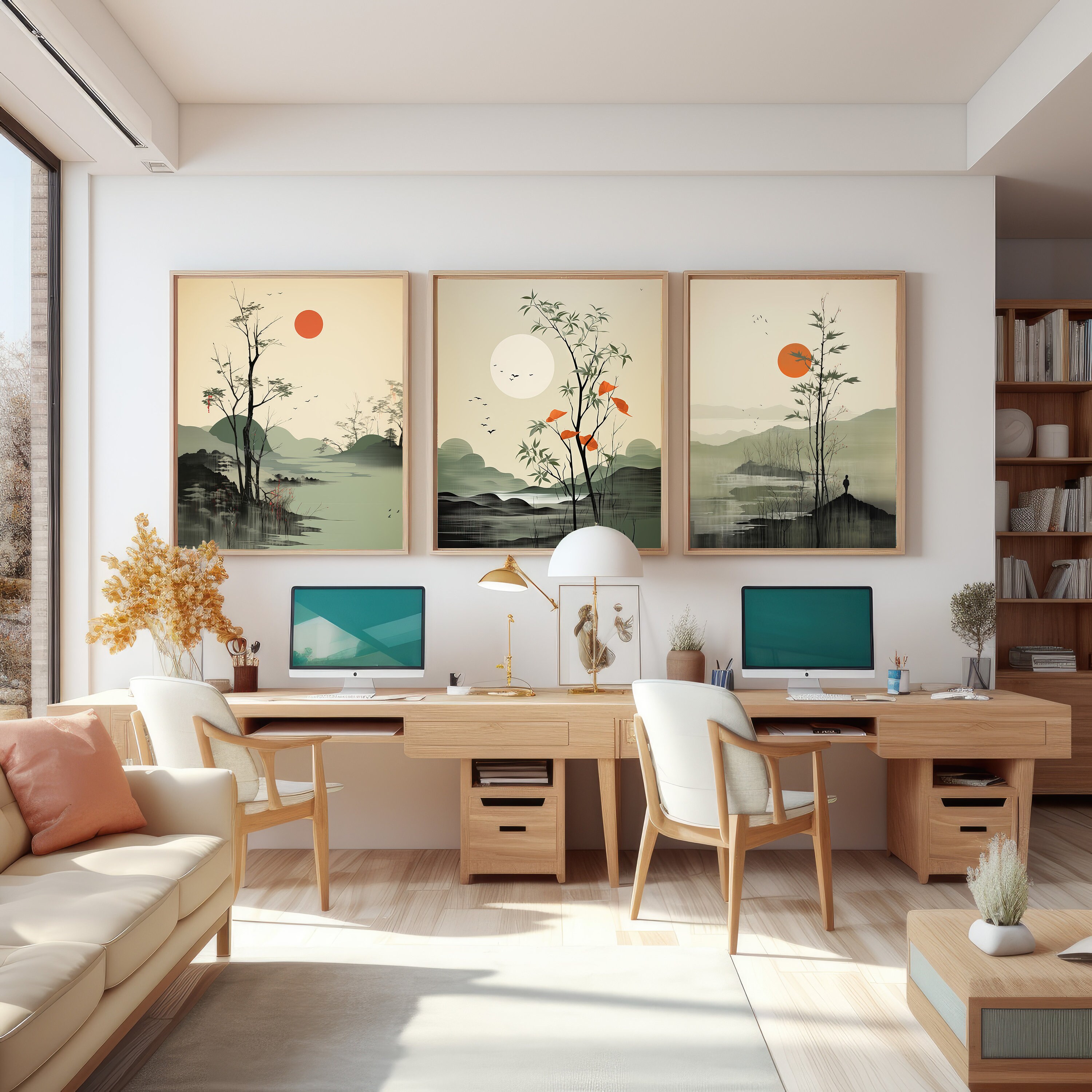 Set of 3 Piece Sage Green Japandi Wall Art Printable, Wabi Sabi Home ...