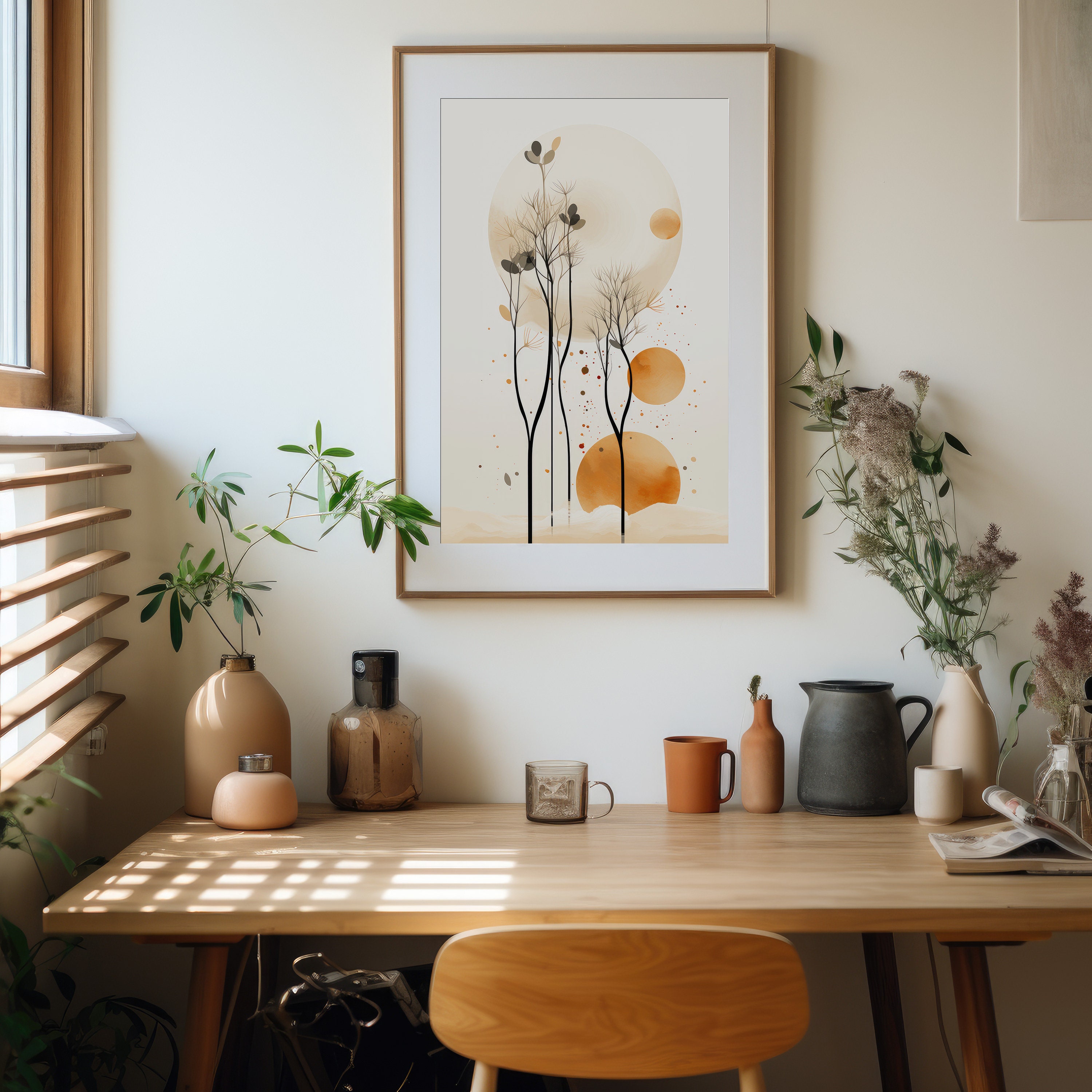 Floral Wall Art in Japandi Style, Abstract Boho Prints, Wabi Sabi Wall ...