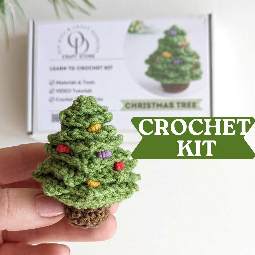 Learn to Crochet KIT, Christmas Tree Beginner Crochet KIT Etsy