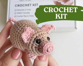 Amigurumi Crochet Pig DIY Kit for Adults