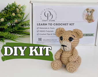 Crochet KIT for Beginners, Amigurumi Teddy Bear DIY Crochet