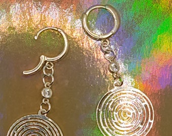 Earrings, hoop earrings, earrings, 925 silver, Swarovski stone, spiral, labyrinth