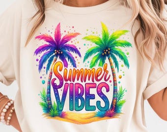 Ambiance estivale Png, sublimation, clipart coloré d'été, image numérique de plage, tropical Png, conception de T-shirt, téléchargement immédiat