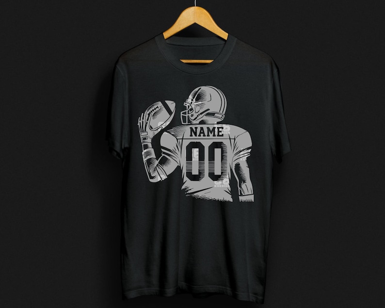 Custom Photo Football Player Bootleg Tee - Personalized Dark Shirt