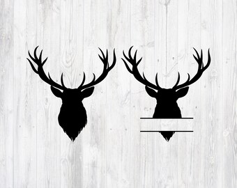 Deer Head Bundle SVG, PNG, Deer Head Name, Elk Head Monogram svg, Deer Head Split Monogram svg, Silhouette Cut File