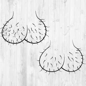 Może przedstawiać: Dwie czarno-białe ilustracje jąder z włosami. Jądra są narysowane prostym konturem i wypełnione krótkimi, zakrzywionymi liniami, aby przedstawić włosy. Obrazy są umieszczone na tle białego usłojenia drewna.