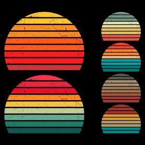 Retro Vintage Sunset PNG Bundle - 70s Sunset Rugged Grunge Distressed Transparent