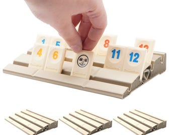 4 piezas - Tablero de almacenamiento ampliable Rummikub - Soporte estable con cuatro filas para una mejor organización de las piezas - Extensión del juego