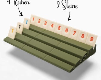 Tablero de Rummikub con 4 filas – Organizador de soporte extendido para 36 piezas – más espacio y visión general – Regalo para personas mayores
