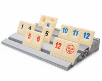 Tablero extendido de Rummikub: soporte robusto con cuatro filas para una mejor organización de las fichas - Juego de extensión plateado