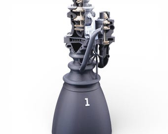 Modelo seccionado del motor del cohete Raptor 3 – Motor del cohete SpaceX Starship con interior abierto – Modelo detallado para vuelos espaciales