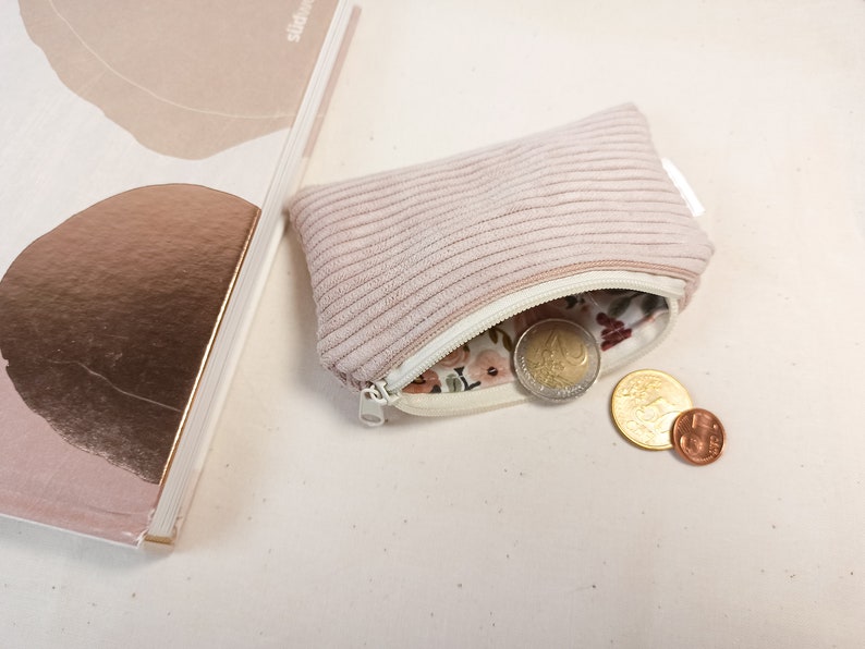 Portemonnaie Cord rosa, Baumwollstoff Mini Gelbörse Geldbeutel Portemonnaie Bild 3