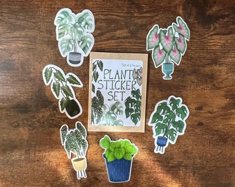 Plant Sticker Set, Set of 6 Plant Stickers, Sticker Pack, Plant Sticker Pack