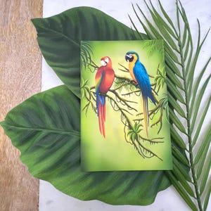 Macaw Parrots Art Print: Vibrant Tropical Bird Illustration Print