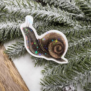 Holographic Snail Sticker - Sparkly Whimsical Snail Sticker - Cute Snail Art Sticker