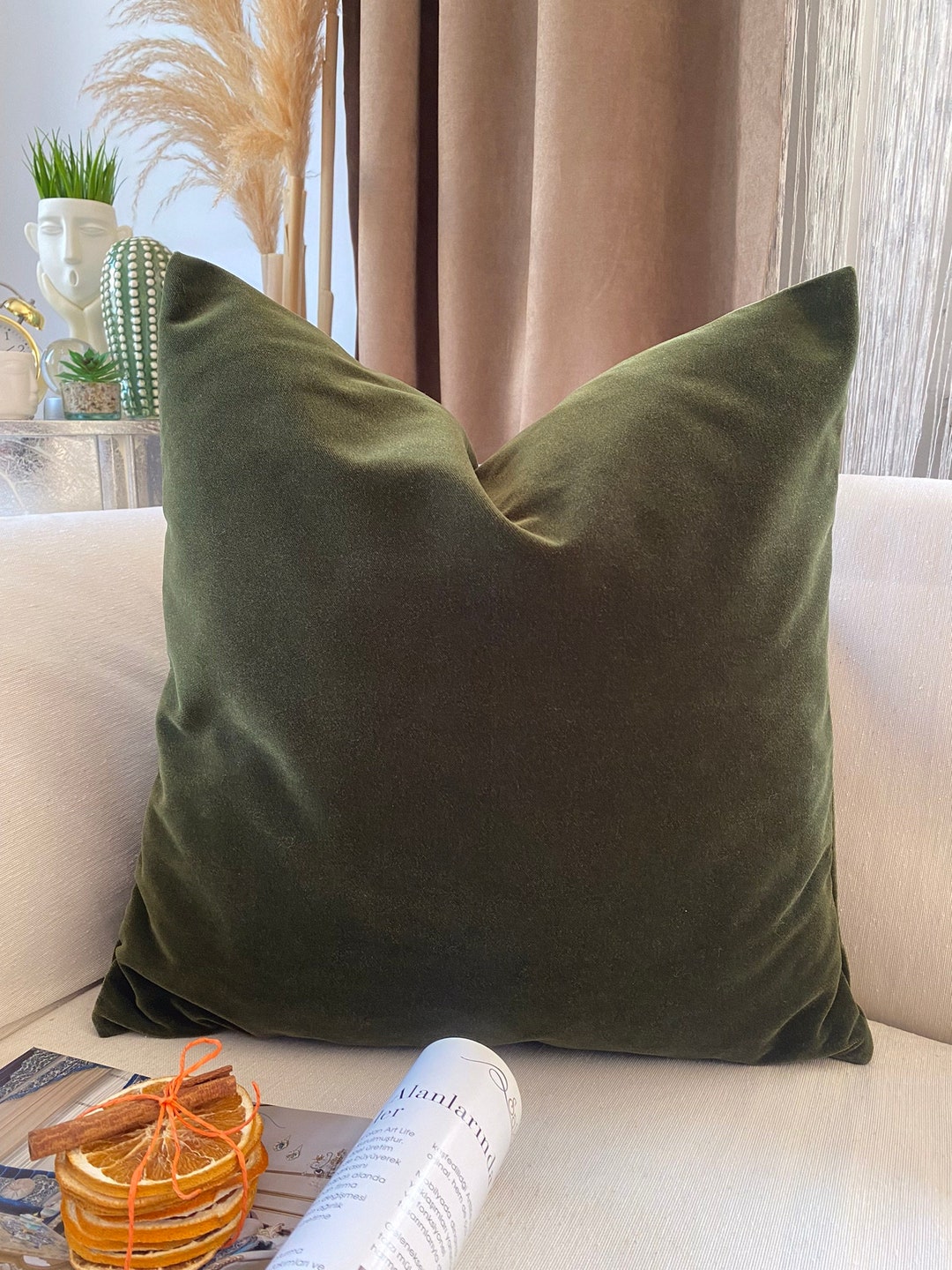 Luxe Dark Green Velvet Pillow Cover Elegant Cushion Covers in Rich