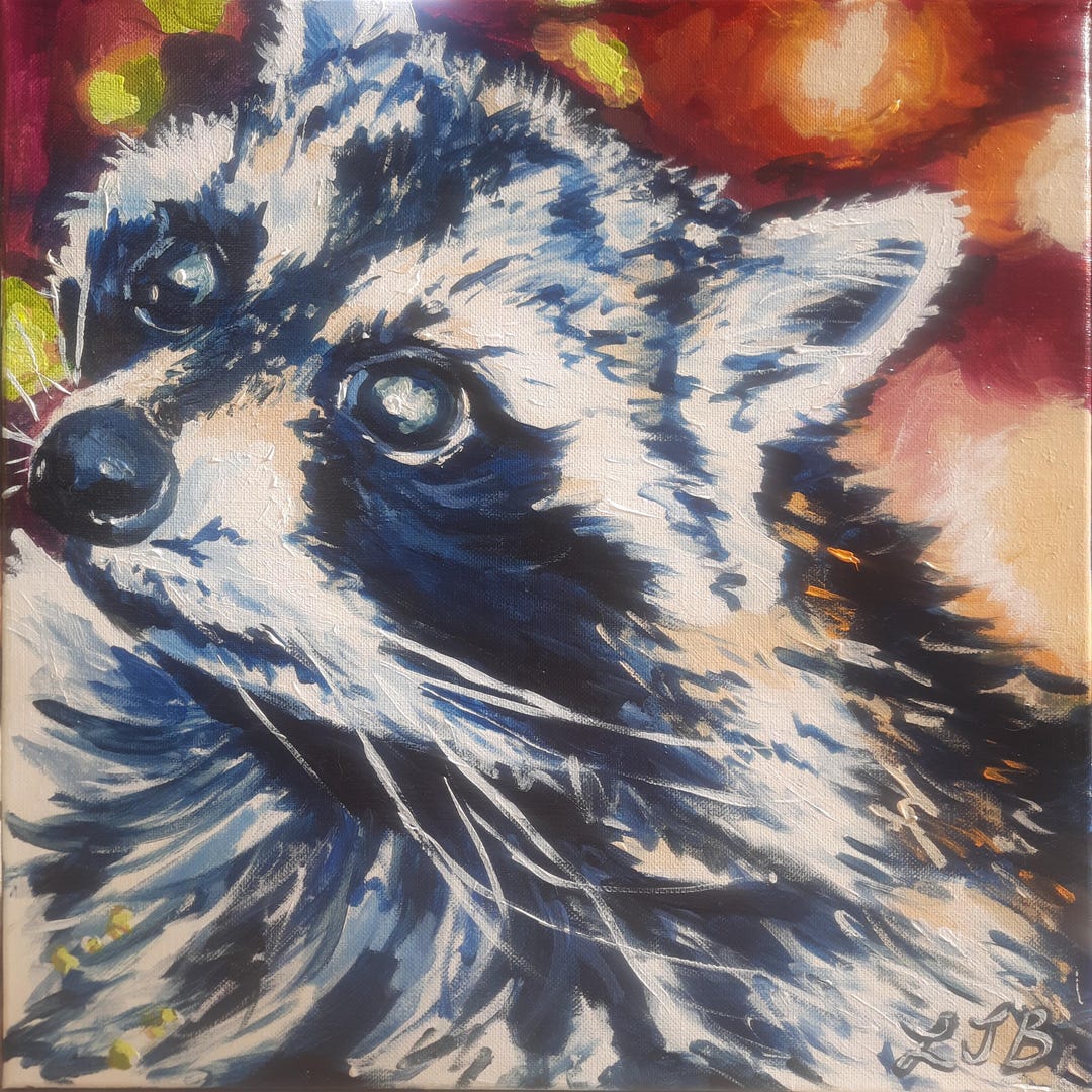 Acrylic Raccoon Paintings on Canvas Original Cheeky Wildlife Art Choose ...