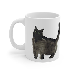 Keep calm and love cats | Black cat ink painting mug | Cat lover gift